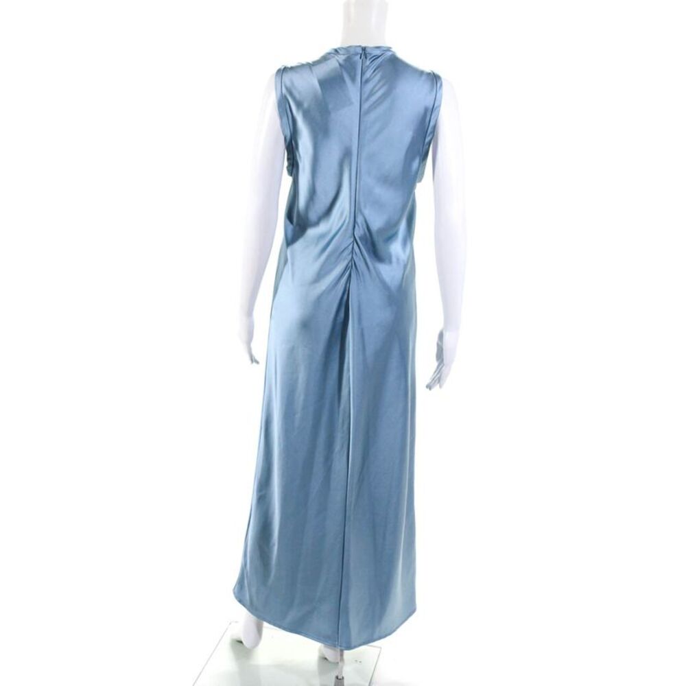Zara Womens Satin Sleeveless Crewneck Maxi Dress Blue Size L - Picture 3 of 5